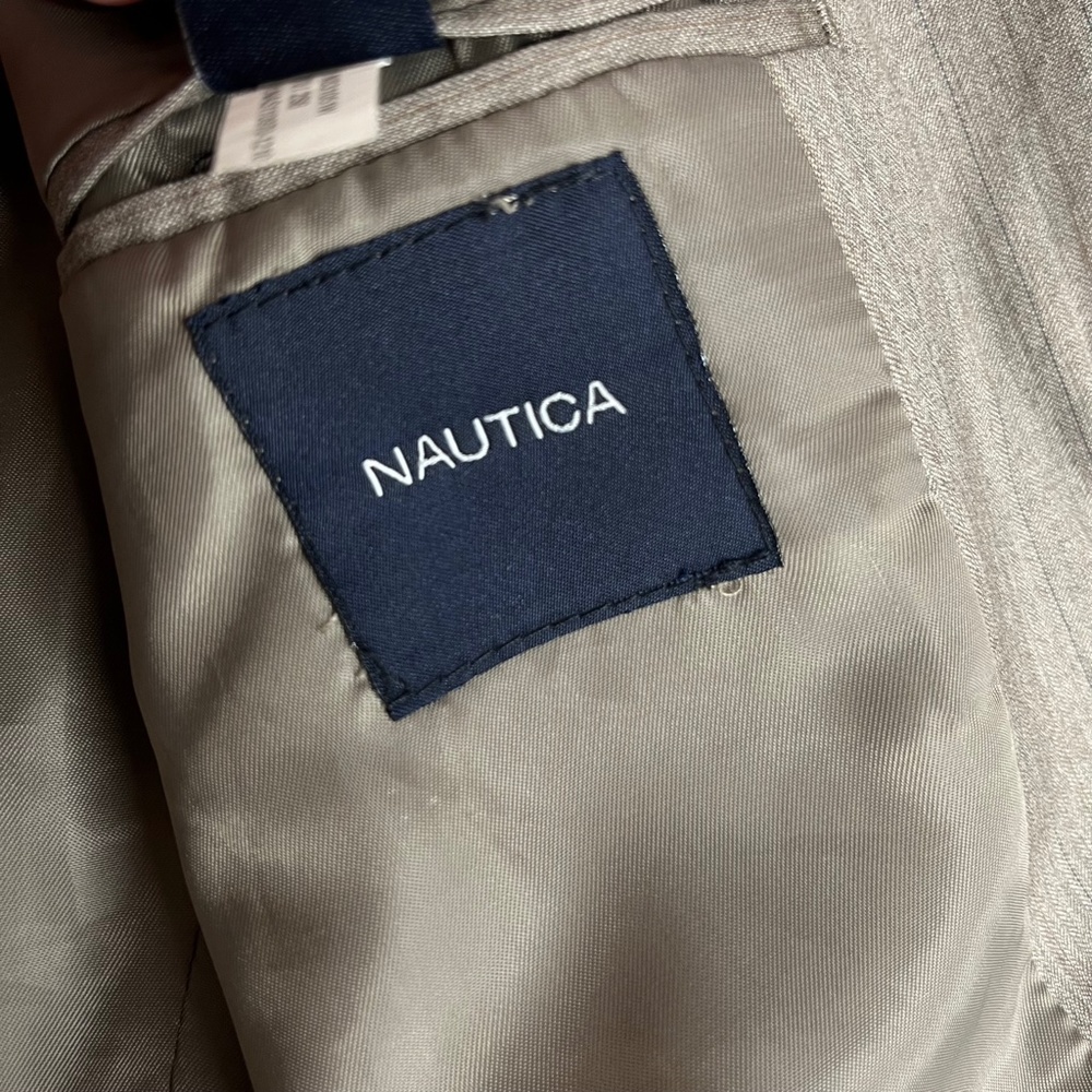 Nautica Mens Tan Brown Blazer Polyester Blend Fully Lined 12 - Picture 3 of 9
